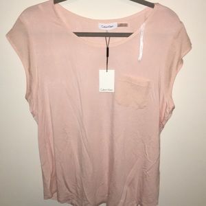 Calvin Klein cap sleeve T light pink XL